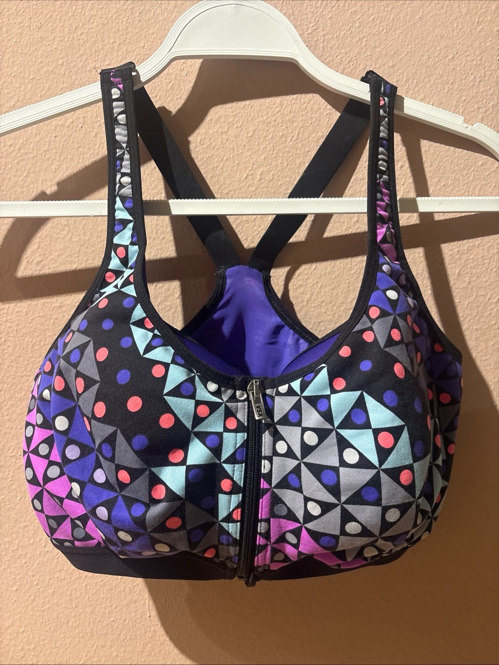 Victoria Secret Sport Bra Front Zip Underwire Racerback 34DDD